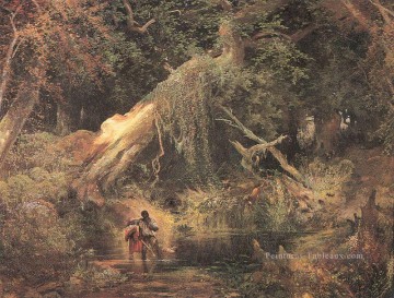 Esclaves s’échappant à travers le paysage de marais Thomas Moran Peinture à l'huile